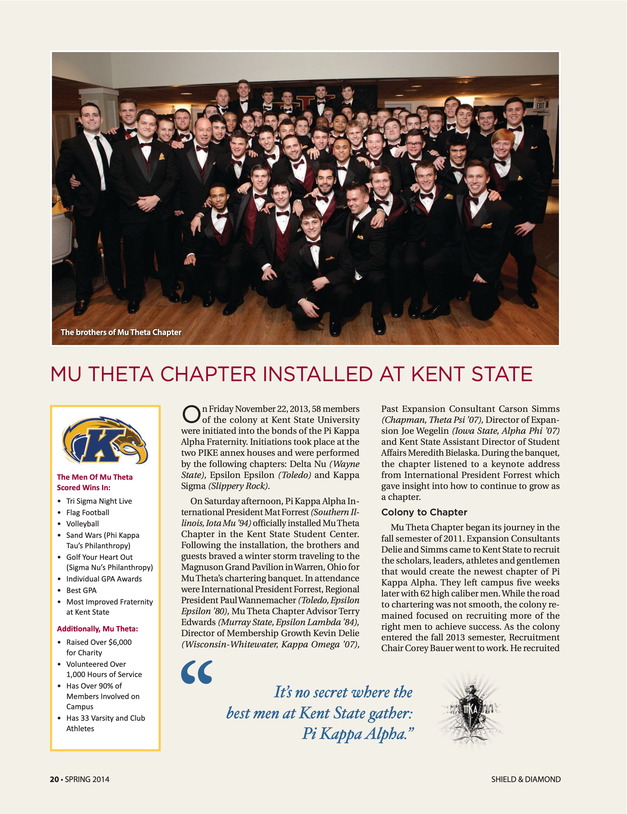 Expansion: Mu Theta Chapter Installed At Kent State, Spring 2014